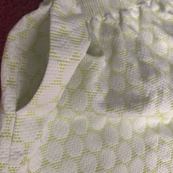 💚J CREW MINI SKIRT CASUAL COMFY PAPER BAG WAIST LIME GREEN & WHITE SZ 6💚 - Picture 10 of 13